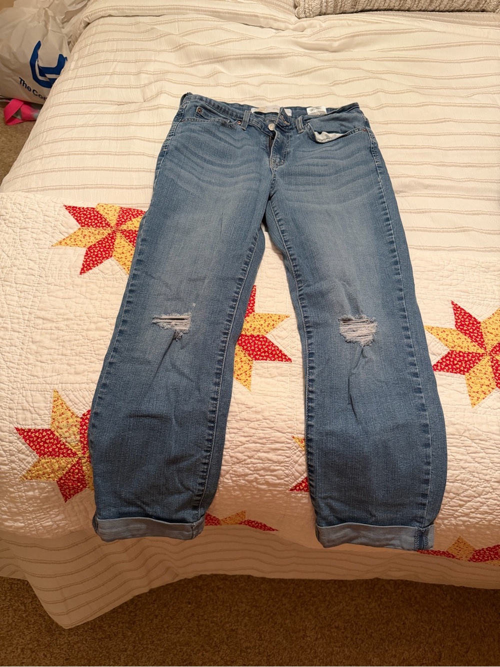 Signature by Levi Strauss Light Blue Distressed Boyfriend Jeans